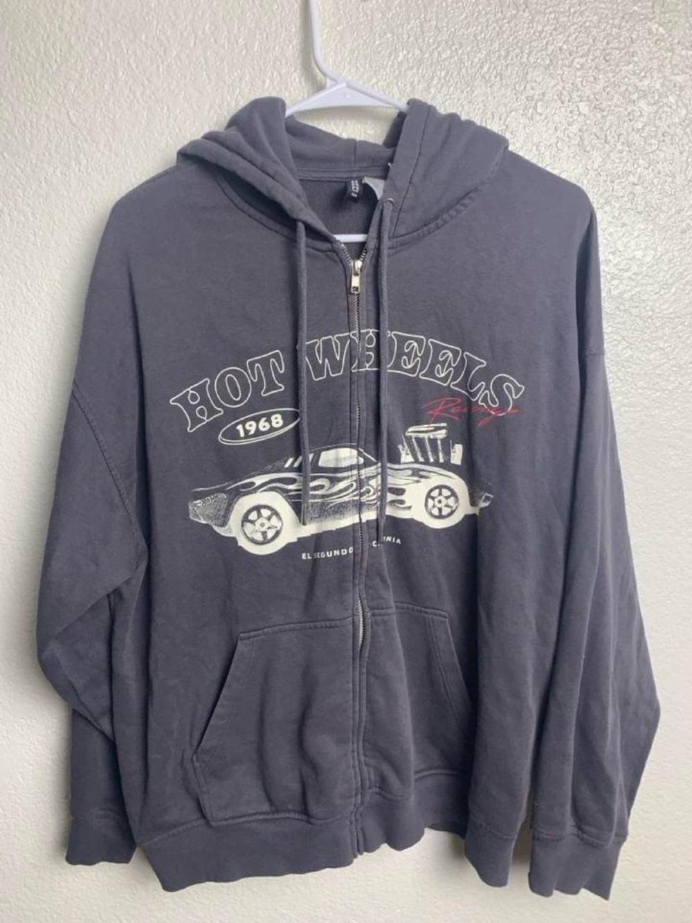 H&M Men's Charcoal Gray Hot Wheels Zip-Up Hoodie